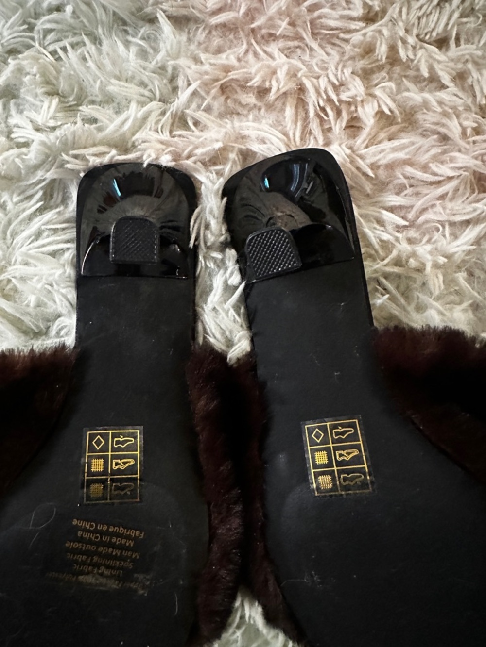 New Jeffrey Campbell Utopic Brown Faux Fur Heel Slide Sandal Size 7 - Picture 6 of 7